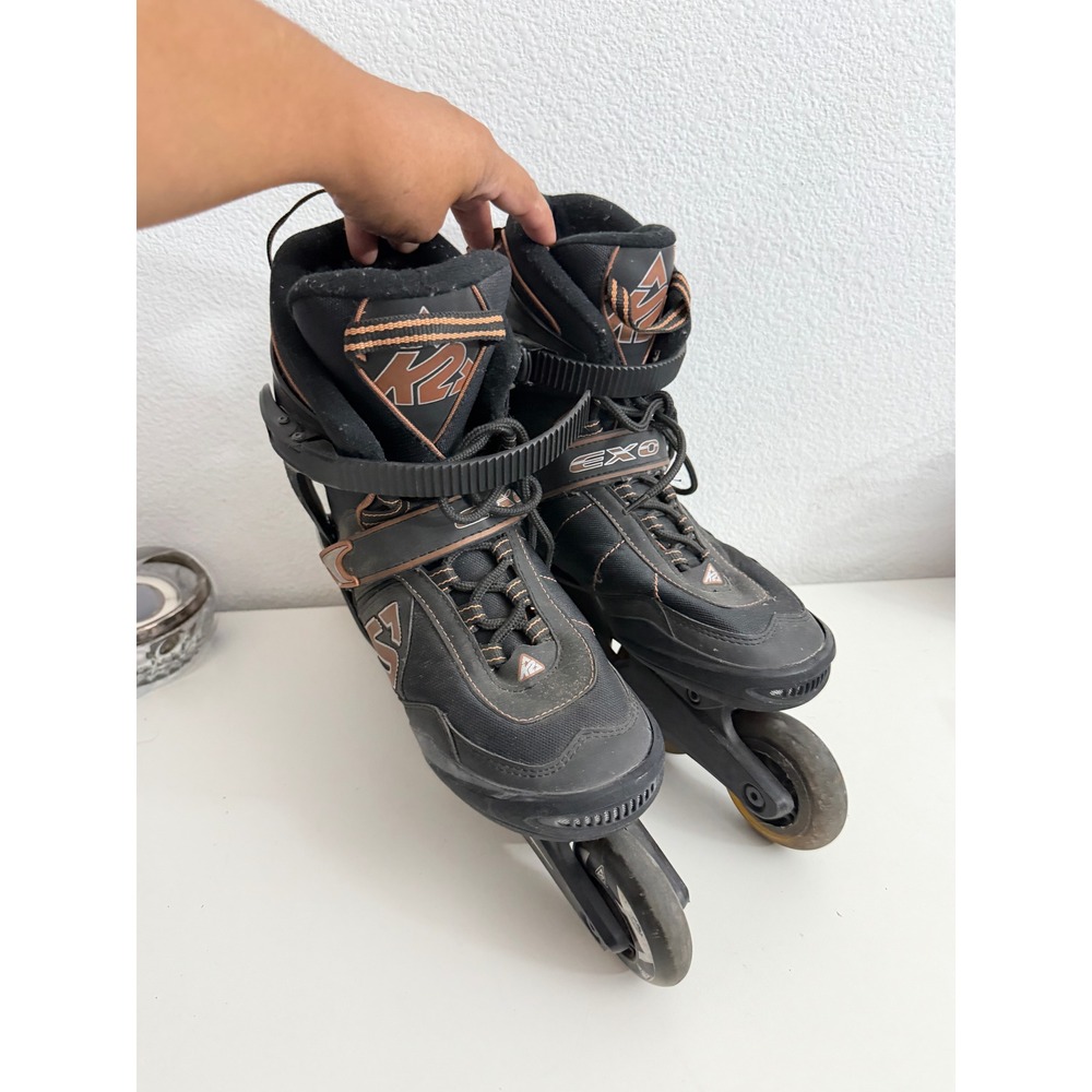 K2 Exo Inline Skates Mens Size 8 Black Copper Fitness Recreational Roller Blades